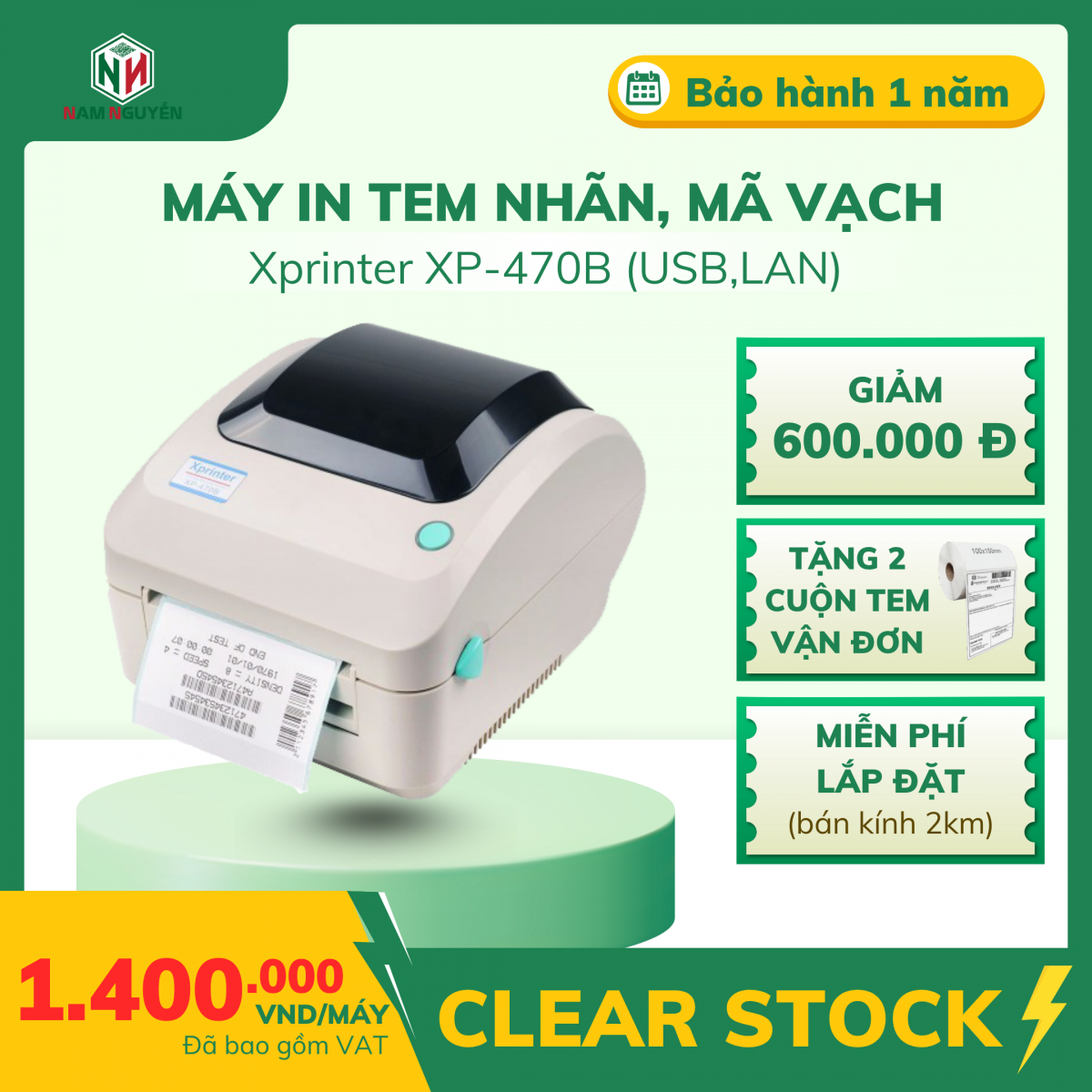 máy in tem nhãn mã vạch xprinter 470b