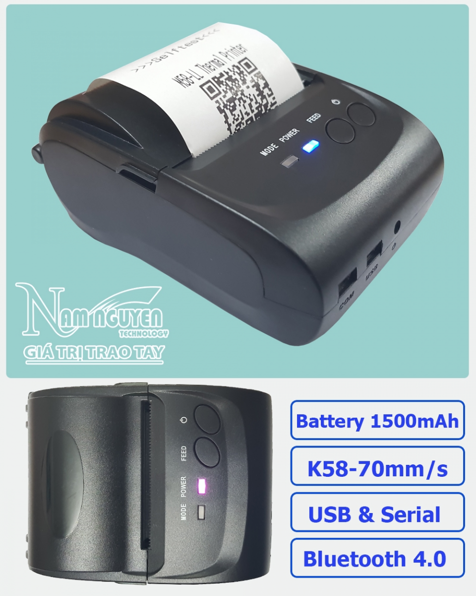 Máy in hóa đơn Bluetooth Mini Printer POS - 5802DD tại Công ty Nam Nguyễn