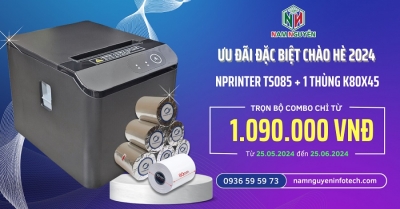 Combo máy in hoá đơn Nprinter TS085 và thùng K80x45 chỉ 1090k